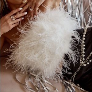 12th Tribe CHANEL WHITE FAUX FEATHER TOP